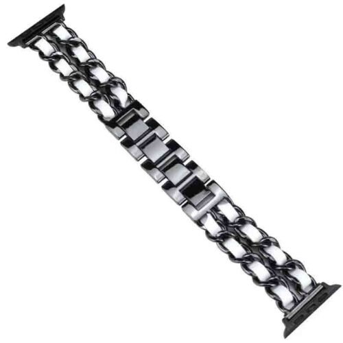 Hot Sale Stainless Steel Metal Leather Bracelet Watch Strap Apple Smart Series Watch Strap For Iwatch Metal Linked Apple Watch Band